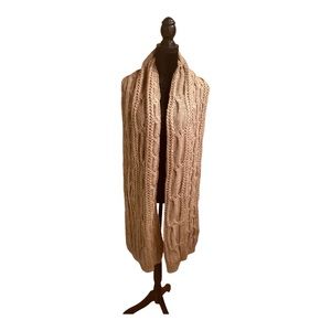 80 Length Statement Oatmeal Long Cable Knit Scarf